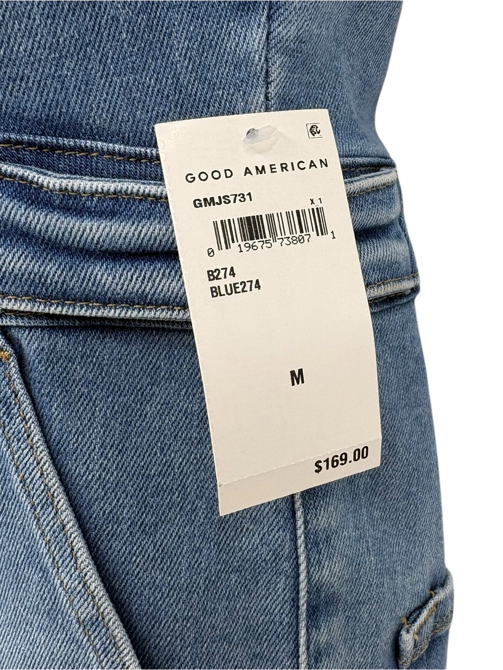 Good American Fit For Success Denim Jumpsuit NWT Medium Utility Chic Blue - Picture 13 of 14